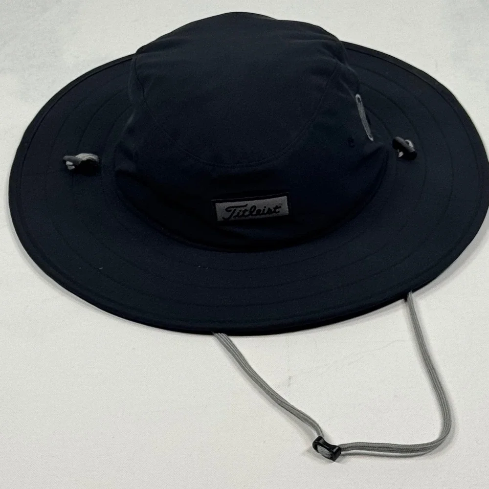 Titleist Golf Aussie Bucket Hat Black Wide Brim Sun Hat Mens Adjustable